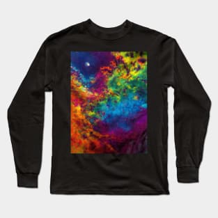 Psychedelic Multicolored Dye Galaxy Long Sleeve T-Shirt